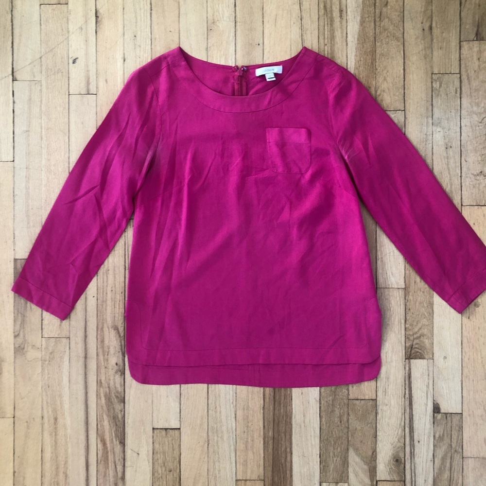 J. Crew Pink Silk 3/4 Sleeve top size 00